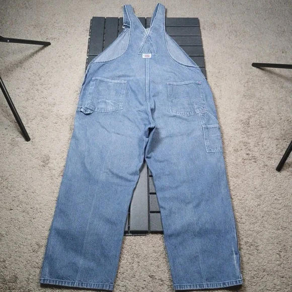 Round House Brand Overalls Men's 48x26 Blue Carpenters Bib Made in USA Vtg JB135 - Picture 12 of 16